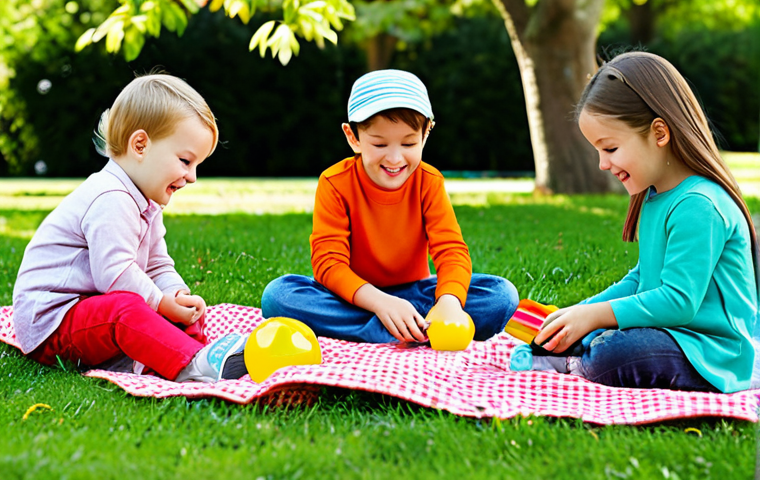 띠띠뽀와 관련된 새로운 트렌드 - "A group of happy children, fully clothed in modest, colorful clothes, playing with Titi뽀 toys in a ...