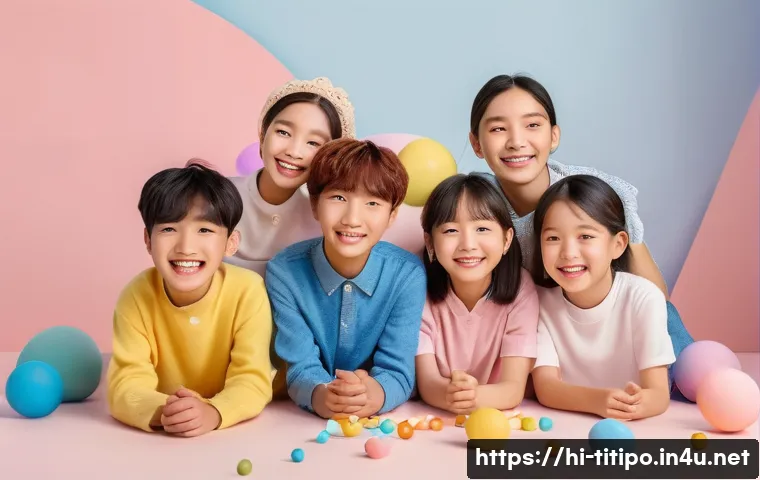 띠띠뽀 공식 아트북 - A charming and colorful group portrait of the main characters from 띠띠뽀, featuring Ddiddipo in light ...