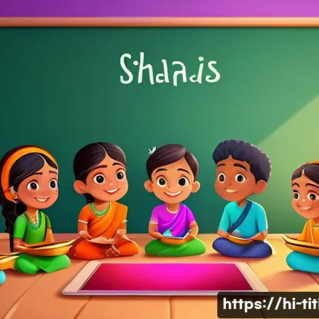 띠띠뽀의 글로벌 인지도 - A vibrant and colorful educational animation scene designed for Hindi-speaking children, featuring l...