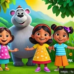 Home 22 띠띠뽀 에피소드 시청률 - A vibrant and colorful animated scene featuring a group of diverse, lively characters from a childre...