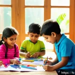 Home 19 띠띠뽀와 팬들을 위한 창작 워크숍 - A vibrant workshop scene showing children aged 5 to 10 engaged in creative activities such as colori...