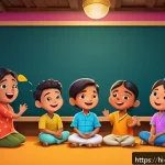 Home 18 띠띠뽀 글로벌 팬들과의 소통 - A vibrant digital illustration showcasing an interactive live session featuring colorful animated ch...